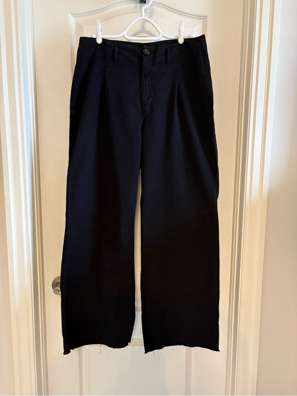 Massimo Dutti Wide-Leg Jeans Pants Raw Edge